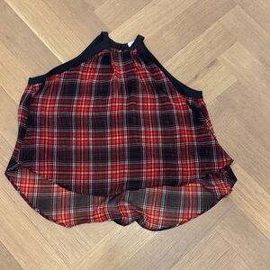BCBGeneration Red and Black Plaid Top